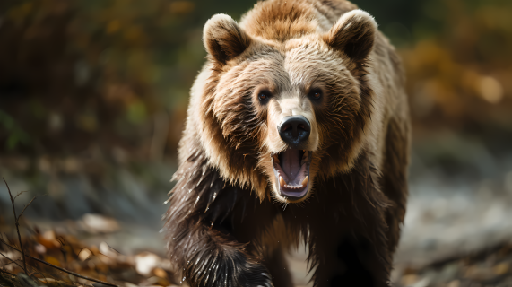 柔和光影下的灰熊熊仔摄影图