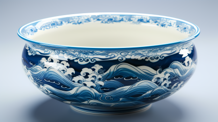古风工艺蓝白色花纹瓷碗摄影图片