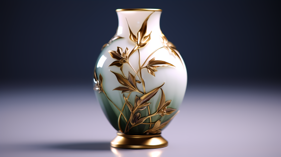 精致金瓷玻璃花瓶摄影图片