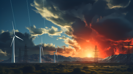太阳能风电场与风力涡轮机摄影图