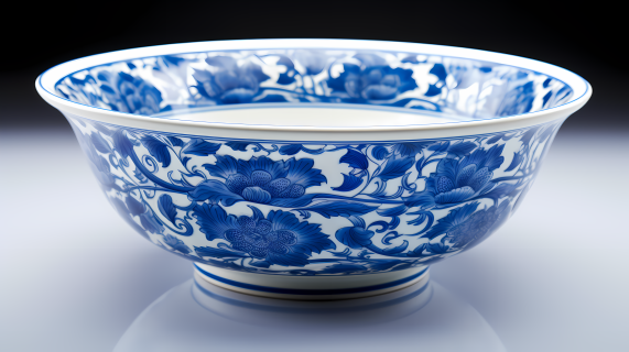 中古风蓝白瓷碗摄影图片