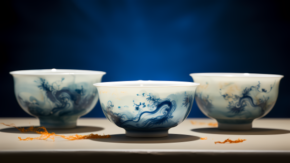中式陶瓷器具餐具摄影图