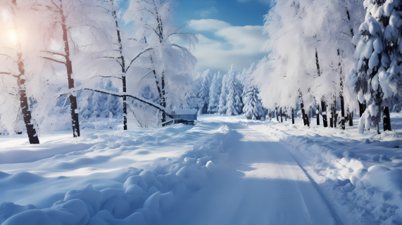 雪中林间的风景摄影图片