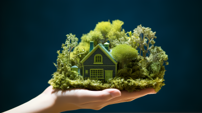 绿色精确主义影像：用草建造的房子摄影图