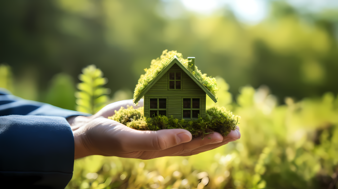  绿色的草屋摄影图