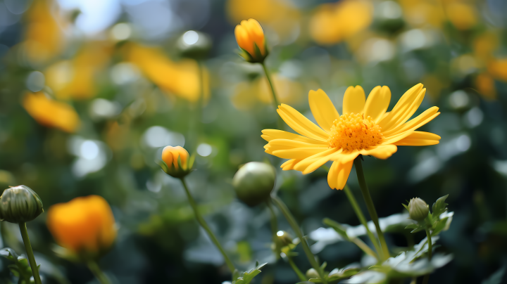 田野上的小黄雏菊摄影图版权图片下载