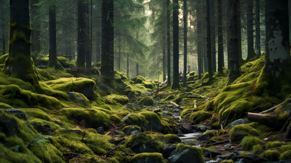 挪威自然绿色深山老林摄影图
