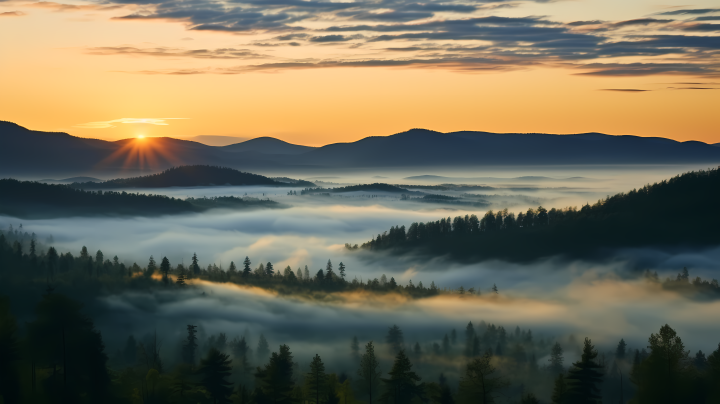 湖泊捷克斯洛伐克的大雾日出摄影图版权图片下载