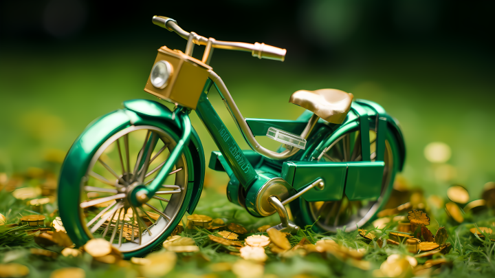 绿色回收电池自行车摄影版权图片下载