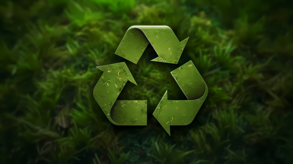 绿色回收符号的摄影图片