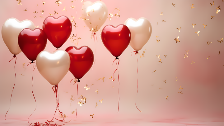 红色爱心生日气球图版权图片下载