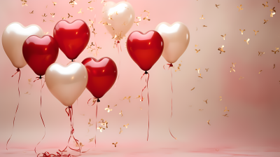 红色爱心生日气球图