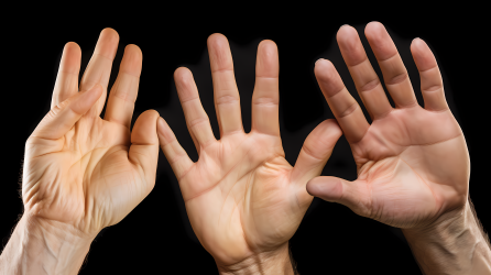 人们手部形成四指的手势摄影图片