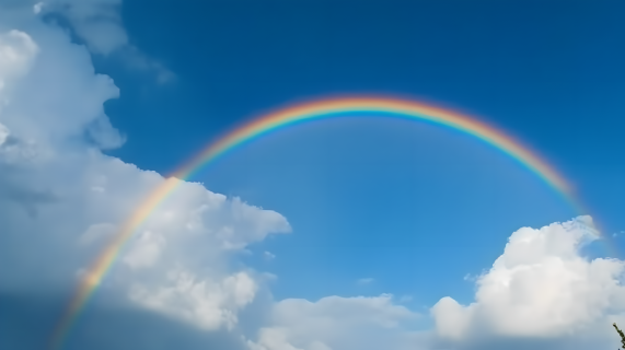 自然景象蓝天白云下的彩虹摄影图片