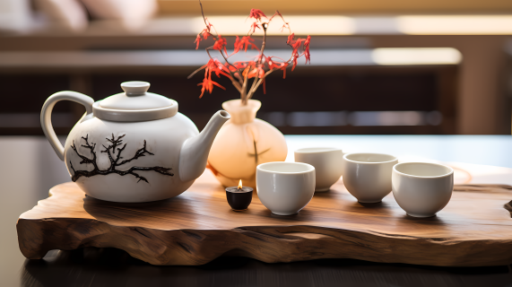 中式茶艺自然启迪的诗意摄影图