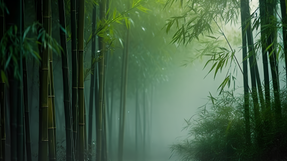 竹林与蒸汽摄影图片