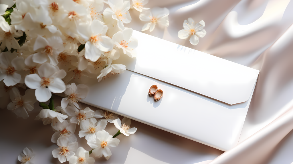 简约轻白satin婚礼请柬 - 摄影图片