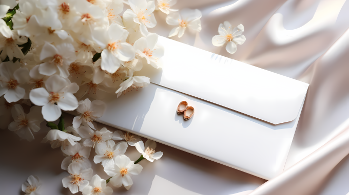 简约轻白satin婚礼请柬 - 摄影图片