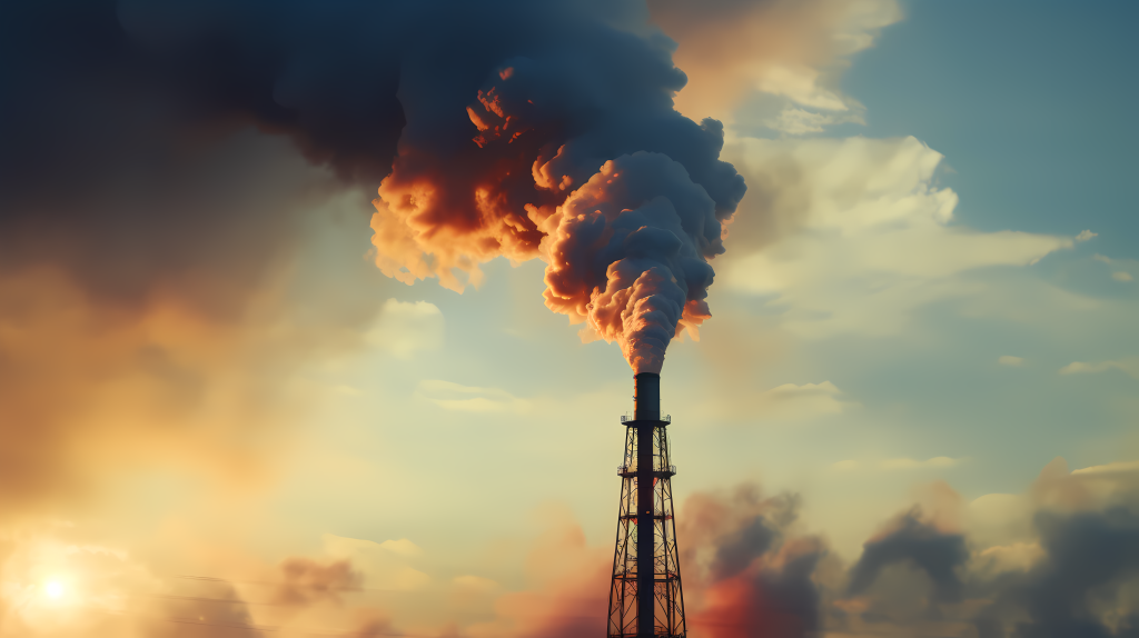 工业工厂烟囱火灾摄影图片