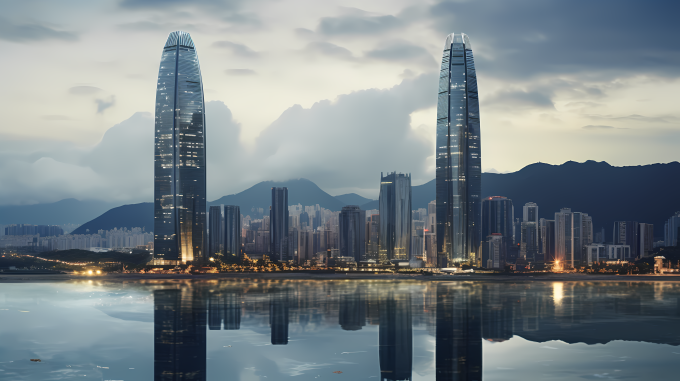 一个正在建设中的城市的梦幻数字摄影图