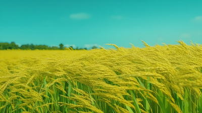 田野中的绿色稻田摄影图
