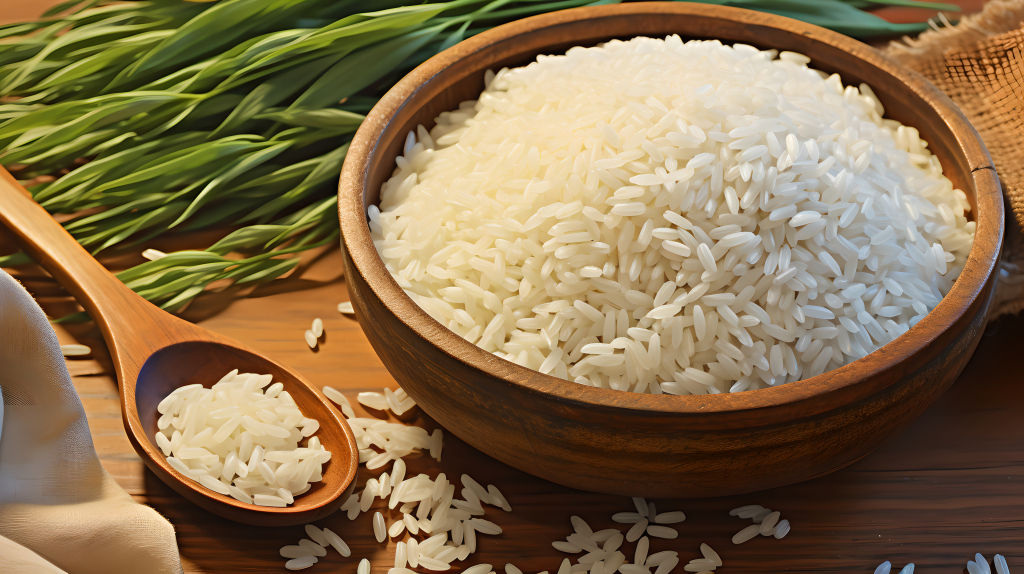 木碗上的稻谷摄影版权图片下载