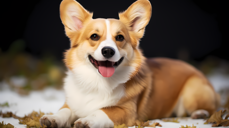 秋天柯基犬摄影图片