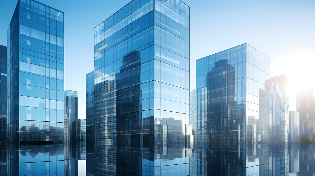 蓝色高楼大厦摄影版权图片下载