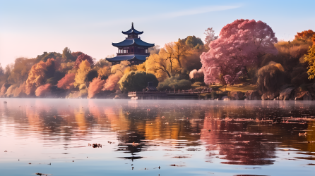 北京秋天的宁静与宁静的摄影图片