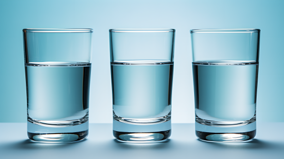 三个装着水的杯子摄影图片