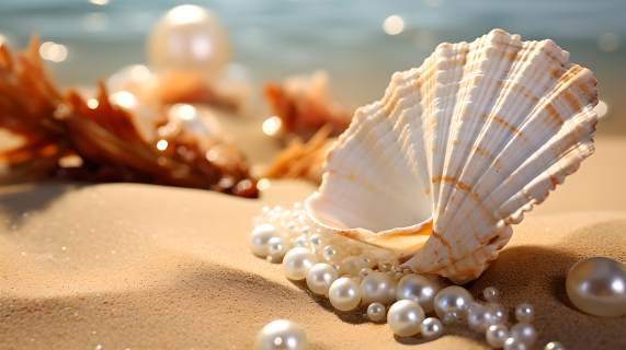 沙滩上的小贝壳摄影图