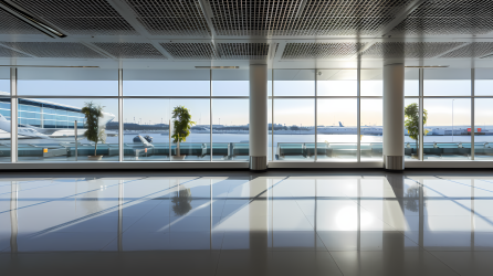 丹麦风格的宽敞机场内部摄影图片