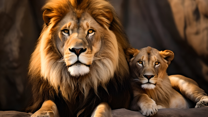 尼康D850大画幅两只狮子摄影版权图片下载
