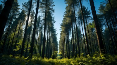 森林中的高树景观摄影图