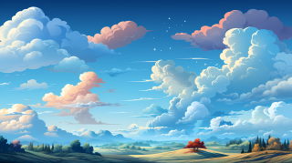 湛蓝天空下的白云摄影图