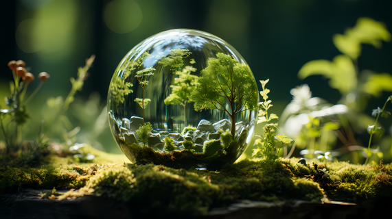 自然景色中的翠绿球体摄影图片
