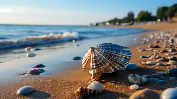 印度蓝与金色风格的海滩景致摄影版权图片下载