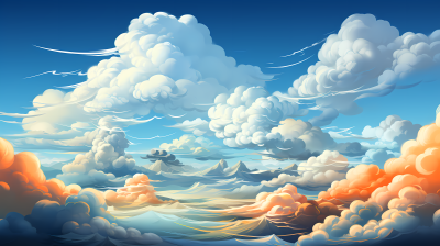 梦幻卡通风格的云朵摄影图片