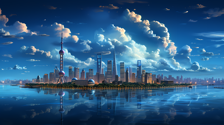 上海天空中的白云摄影图版权图片下载