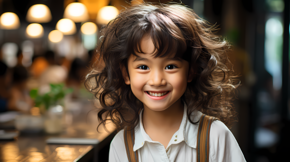 亚洲风格童真笑脸少女摄影图片