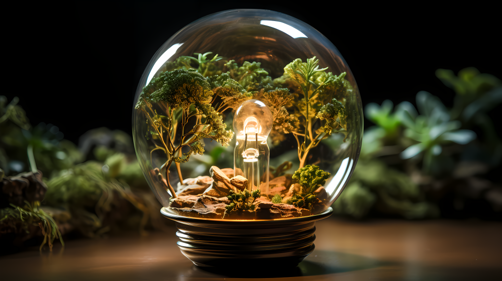 能效灯泡连接地球的光影摄影