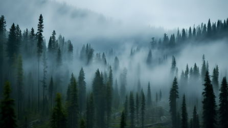 苍松翠柏的森林摄影图