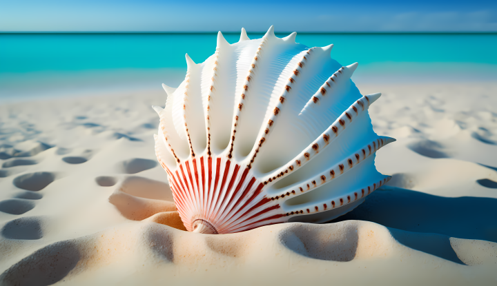 海滩上的白色海贝壳摄影版权图片下载