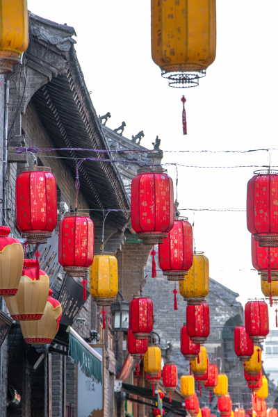 中国的传统文化挂灯笼实拍图