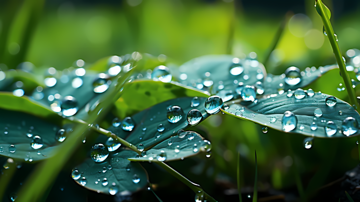 雨中淋湿的叶子摄影图版权图片下载