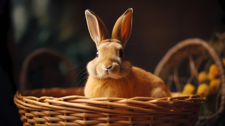 小兔子在篮子上