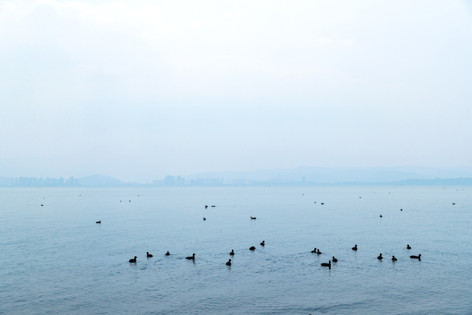 蓝色洱海风光图