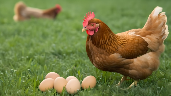 母鸡与蛋的摄影图片
