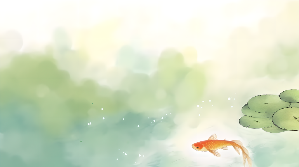 池塘游动的锦鲤艺术画高清图