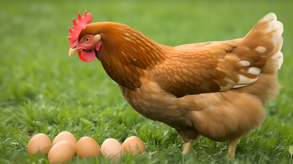 母鸡保卫鸡蛋摄影图片